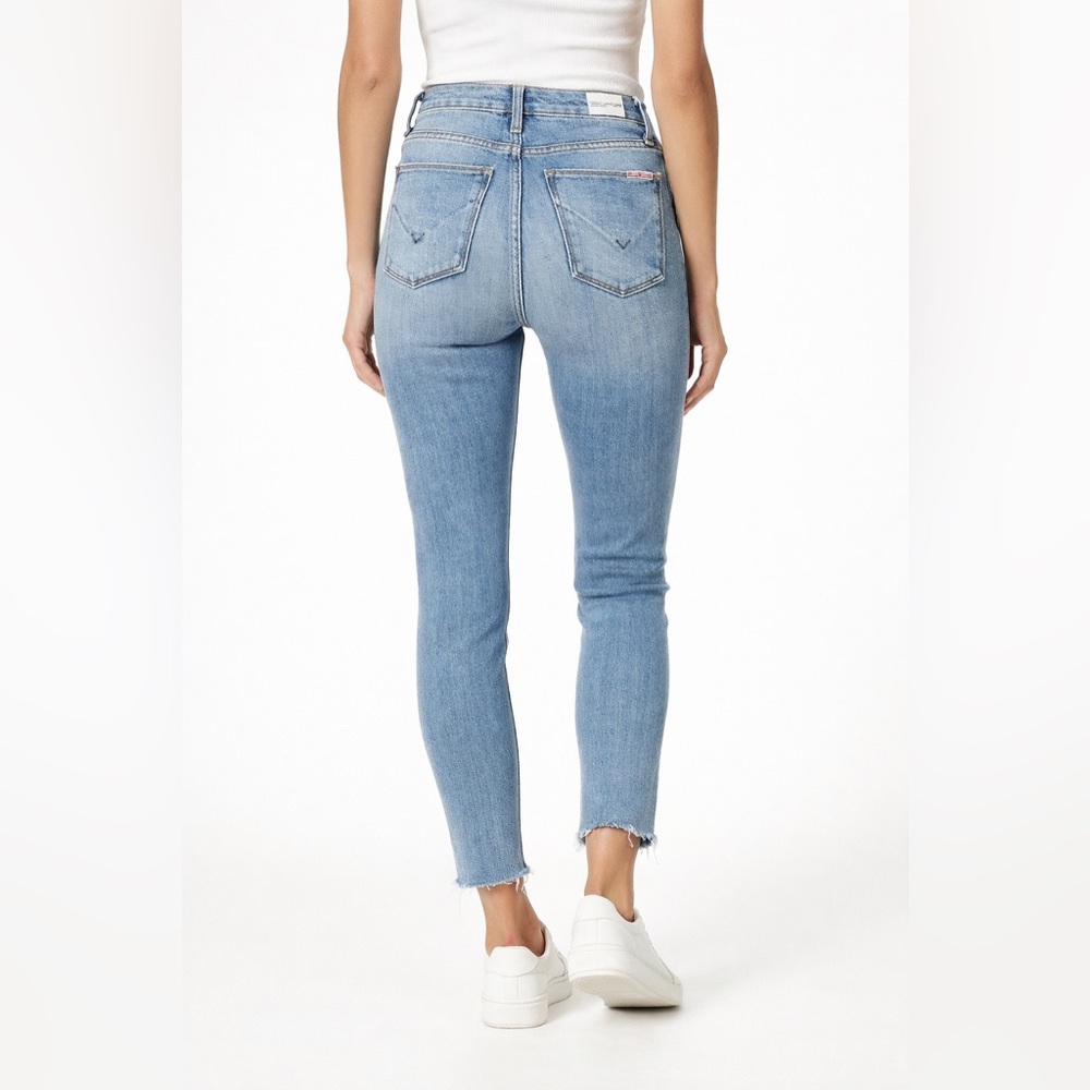 Hudson Natalie Mid-Rise Super Skinny Ankle Jeans Raw Hem Light Wash Size 25 NWOT